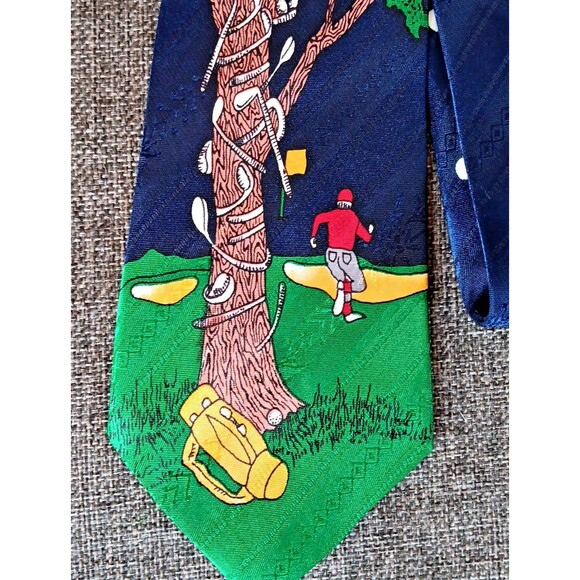 Tie 70s 80s 90s Y2K Mens A Rogers Blue Green Golf Statement 3.75 Wide 56 Long - Picture 2 of 7
